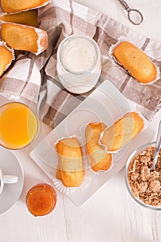 Breakfast with plumcake.