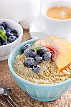 Breakfast quinoa porridge with fresh fruits