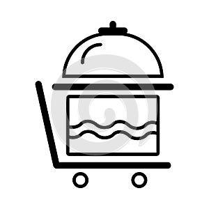 Breakfast room service icon vector, outline pictogram isolated on white. Symbol, logo illustration