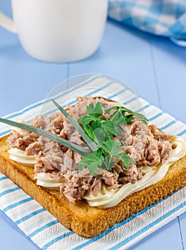 Breakfast sandwich with tuna and verdure