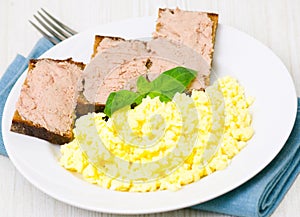 Breakfast with scrambled eggs