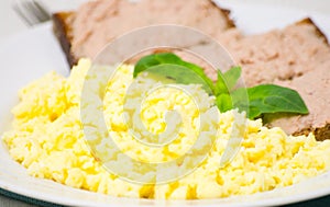 Breakfast with scrambled eggs