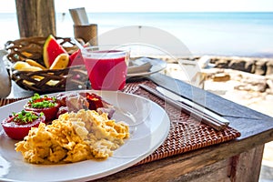 Breakfast at a seaside table in Vietnam