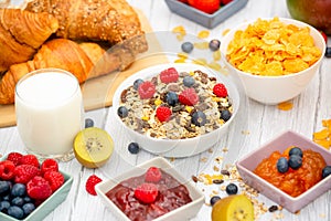 Breakfast Served in the morning with Butter croissant and corn flakes