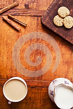 Breakfast set with coffee and cookies