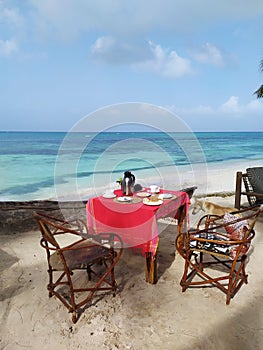 Breakfast setup by the beach