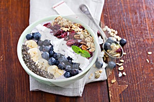 Breakfast smoothie bowl with fruits