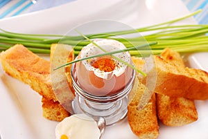 Breakfast with soft-boiled egg