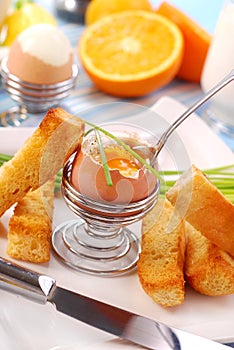 Breakfast with soft-boiled egg