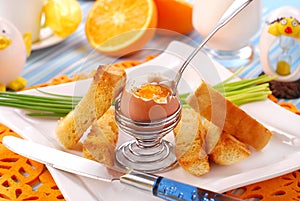 Breakfast with soft-boiled egg