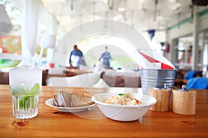 Breakfast in summer cafe