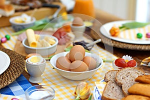 Breakfast table with all sorts of healthy ingredients