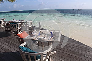 Breakfast terrace with sea view Maldives island