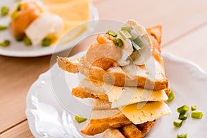 Breakfast toast with cheese on a plate