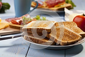 Breakfast with a toasted bread