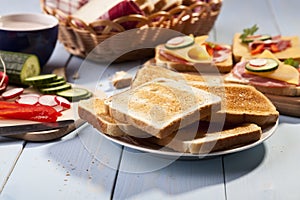 Breakfast with a toasted bread