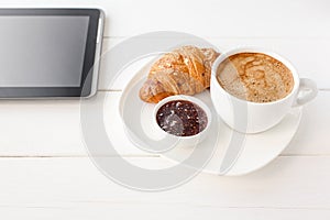 Breakfast with touchpad tablet