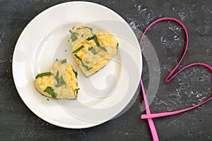 For Breakfast on Valentine`s Day can be omlette