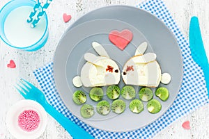 Breakfast on Valentines Day funny sandwich shaped cute white bun