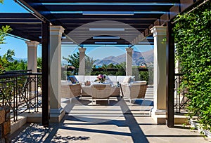 Breakfast on the veranda of a luxury home