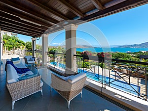 Breakfast on the veranda of a luxury home