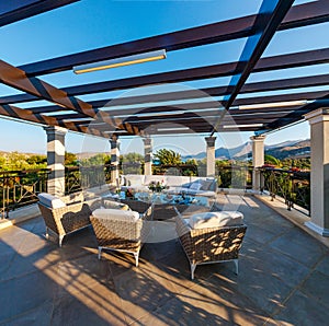 Breakfast on the veranda of a luxury home