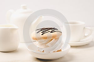Breakfast whith Coffe and dessert/Breakfast whith Coffe and dessert on a white background. Selective focus
