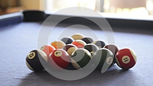 Breaking Billiard Balls On Pool Table