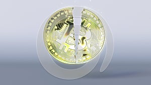Breaking bitcoin token. Cryptocurrency crisis concept 3D rendering