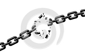 Breaking chain freedom and liberty concept vector illustration in poster style, liberation.