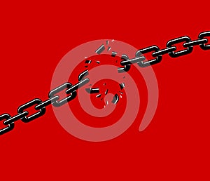 Breaking chain freedom and liberty concept vector illustration in poster style, liberation.