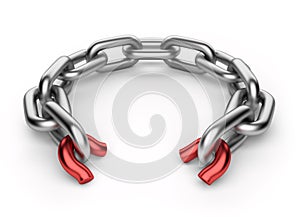 Breaking chain. Weak link concept 3D