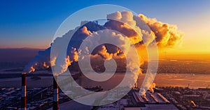 Breaking Dawn Pollution: Factory Smokestacks and Greenhouse Gases