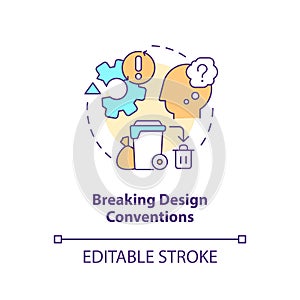 Breaking design conventions concept icon