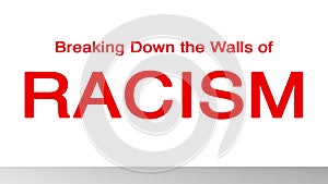 Breaking down the walls of racism. 4 k conceptual anti racism video on a green screen