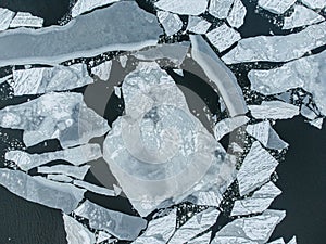 Breaking floes of ice