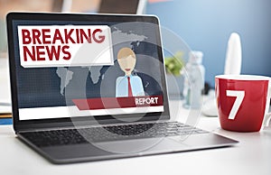 Breaking News Article Broadcast Headline Journal Concept