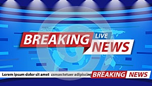 Breaking news background, TV channel news screensaver, vector