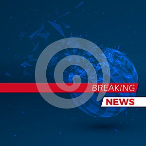 Breaking news banner. Blue Background with particles. Vector illustration