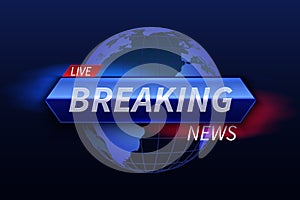 Breaking news banner. Live tv studio headline. Broadcast show vector graphics