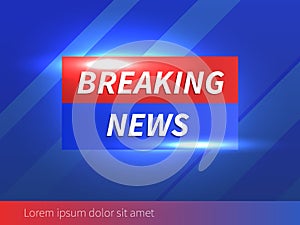 Breaking News Banner with striped blue Background