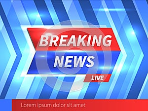 Breaking News Banner with striped blue Background