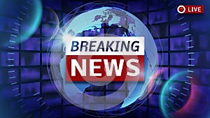 Breaking news broadcast vector futuristic background with world map photo