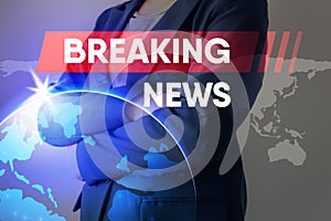 Breaking News Headline for Broadcast Presentation Background, Journalism Report Broadcasting and Global News Communication. Break