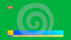 breaking news and live news illustration image on green screen