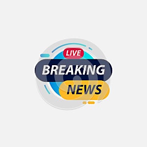 Breaking News Live TV Label Logo Vector Template Design Illustration