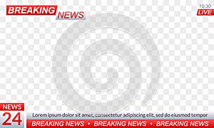 Breaking news logo or banner for TV channel broadcasting. Title for TV screen background or news studio. Vector illustration