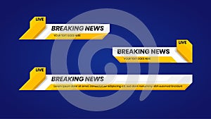 Breaking news lower third with yellow and white. Title bar tv with modern design. Vector illustration