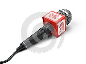 Breaking news microphone on white