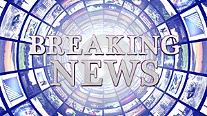 BREAKING NEWS and Monitors Tunnel Background, Computer Graphics photo